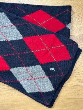 Polo by Ralph Lauren Dark Gray Knit Scarf with Woven Label